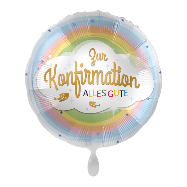 Folieuftballon "Zur Konfirmation Alles Gute" Regenbogen 43cm
